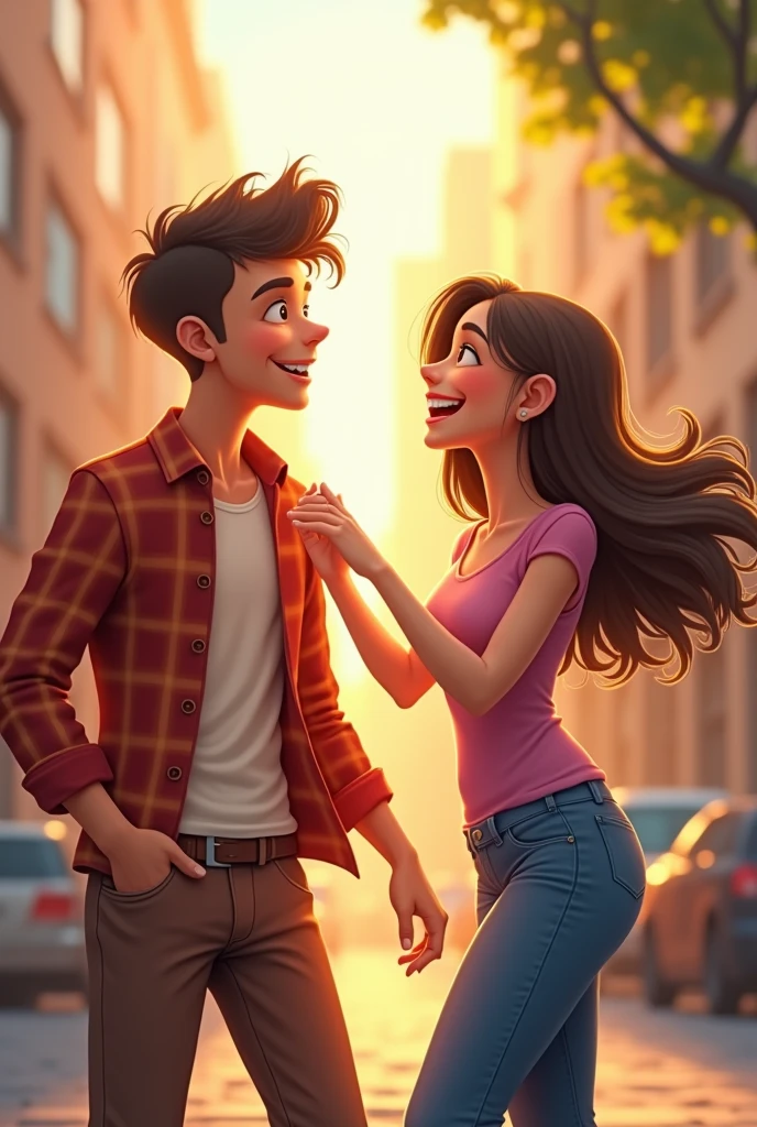 Male and female friends in happy moments