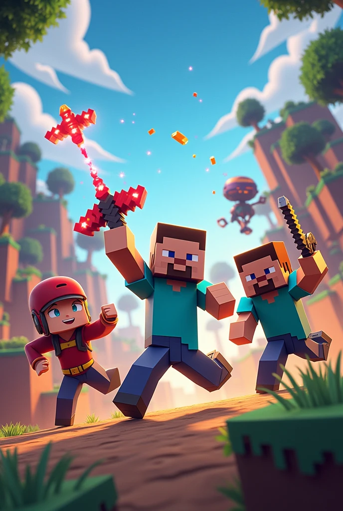 Une image fortnite, brawl stars et minecraf