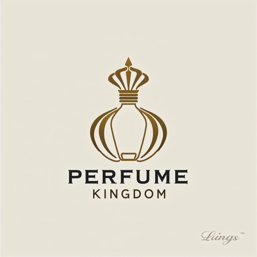 Create a logo for a perfume business called Perfume Kingdom focused on men and women with high-quality perfume, with modern and innovative design and style