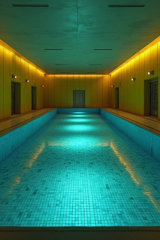 backrooms,pool、Creepy、dark、Nobody is here、beautiful、Full surface tile