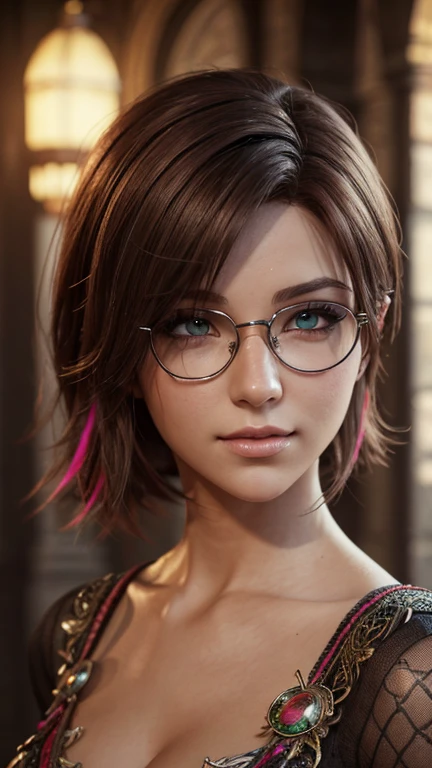 portrait, Close-up, upper body. Short, Red hair, green eyes, smile, girl , metal frame glasses, High quality detailed graphics 1.5, Arabian princess, handsome prince of persia, Highly detailed digital art 1.5, Detailed Digital Art 1.5, detailed digital anime art, Arabian beauty, detailed drawing of an anime character, work in Guweiz style, portrait женщины-волшебницы, anime style. (masterpiece, top quality, Best quality, official art, beautiful and aesthetically pleasing:1.2), extremely detailed,(fractal art:1.2),colorful,The most detailed, (dynamic pose), (Many colors:1.4). ((split. skin texture, Shiny skin. elegance. photorealism. unreal engine. 3D model. Ultra high quality textures. high detail. permission 8k))