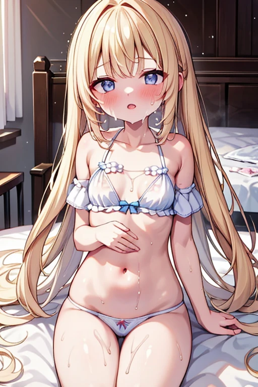 (8k, Highest quality, masterpiece:1.2),multiple,かわいい2 peopleの女の子たち,Couple girls,2 people,Young Face,ディープkissをする,Flat Chest,mesugaki,Fantasy_world,kiss,On the grassland,Lie,T-shirt with transparent skin,Interact,Touching her breasts through her lingerie,Beautiful thighs,Gentle caress,Heavy breathing,White liquid gets on the face,Starry Sky,night,White liquid dripping from thighs,String panties