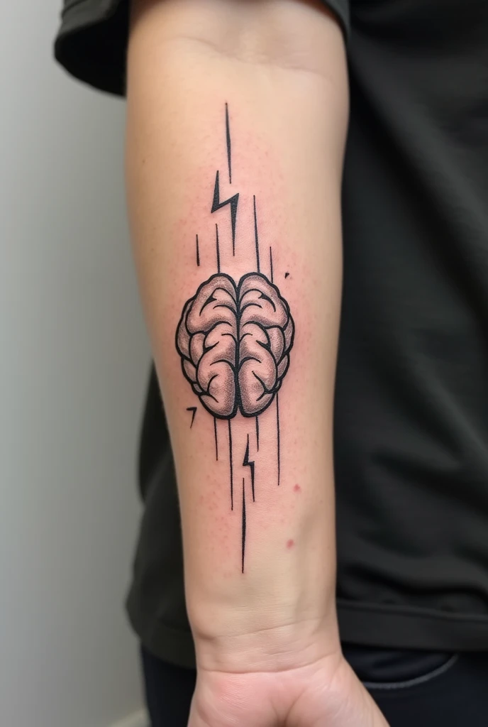 Forearm tattoo that relates intelligence, heart, electricity, pure FINE lines, more minimalist 
 

