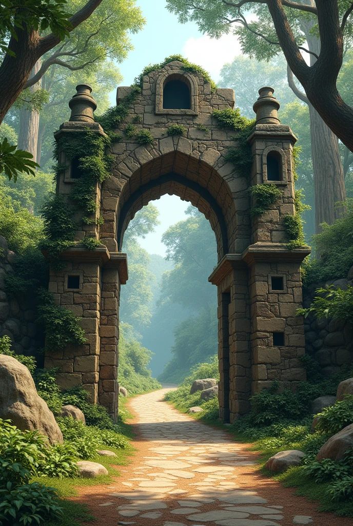 Welcome arch for a camp named Altos del Bosque
