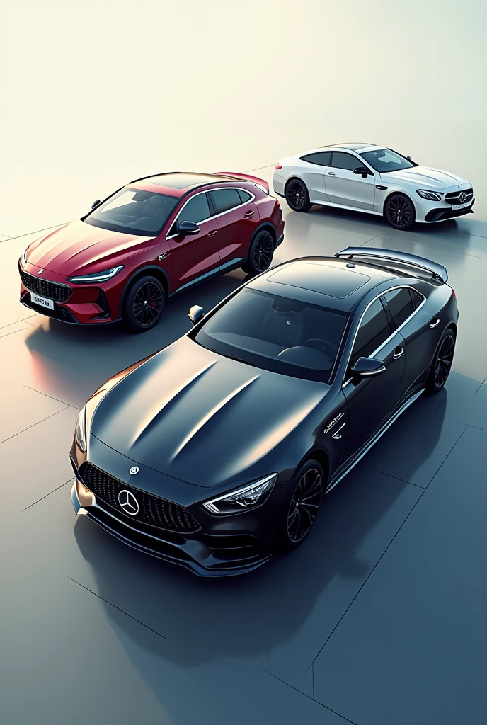Create a poster for 3 cars in one frame with proper alignment
