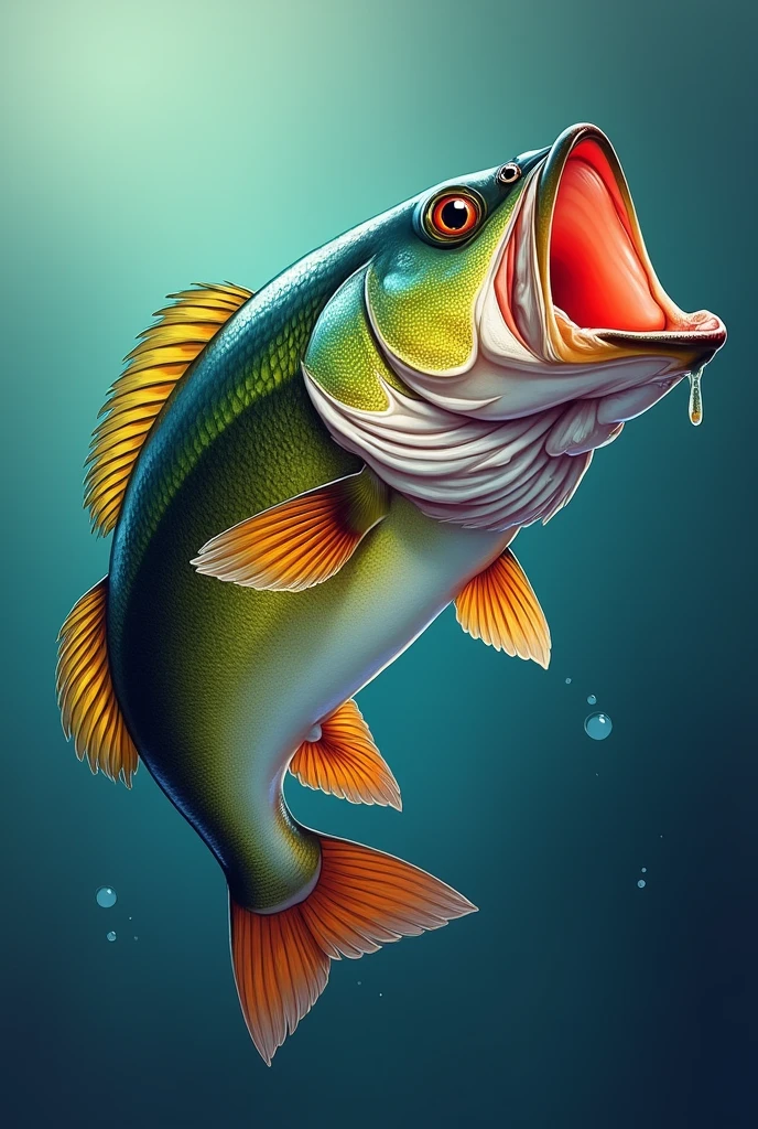 Make a PFP for a TikTok called hookedupcrew with a large mouth bass and no people