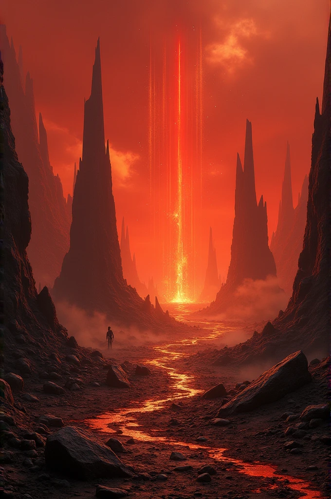 War landscape background with red colors, geometric gold and black