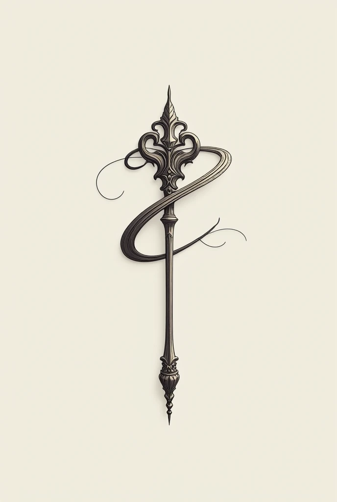 elegant logo of a scepter with little details the scepter should be surrounded by a small looped Z that is integrated into the scepter