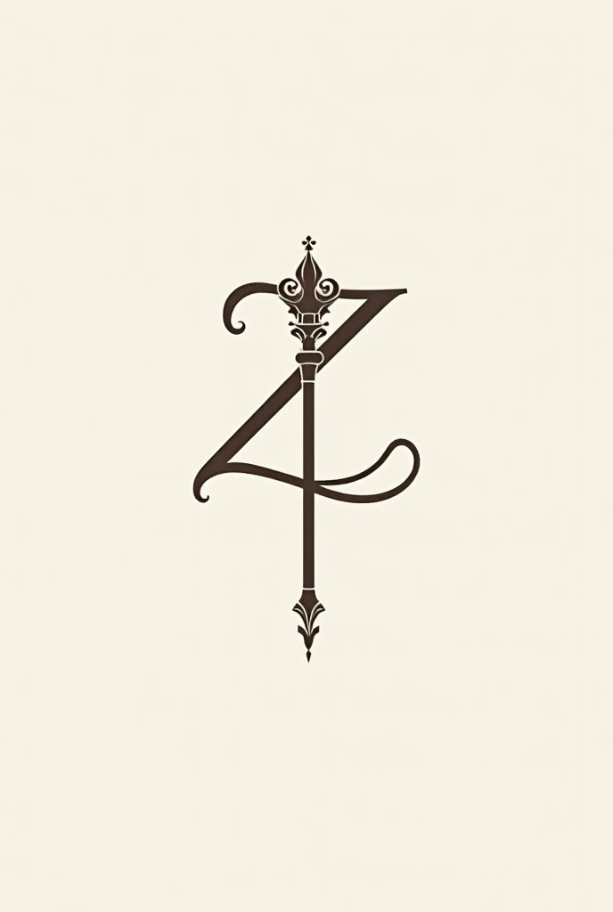 elegant logo of a scepter with little details the scepter should be surrounded by a small looped Z that is integrated into the scepter