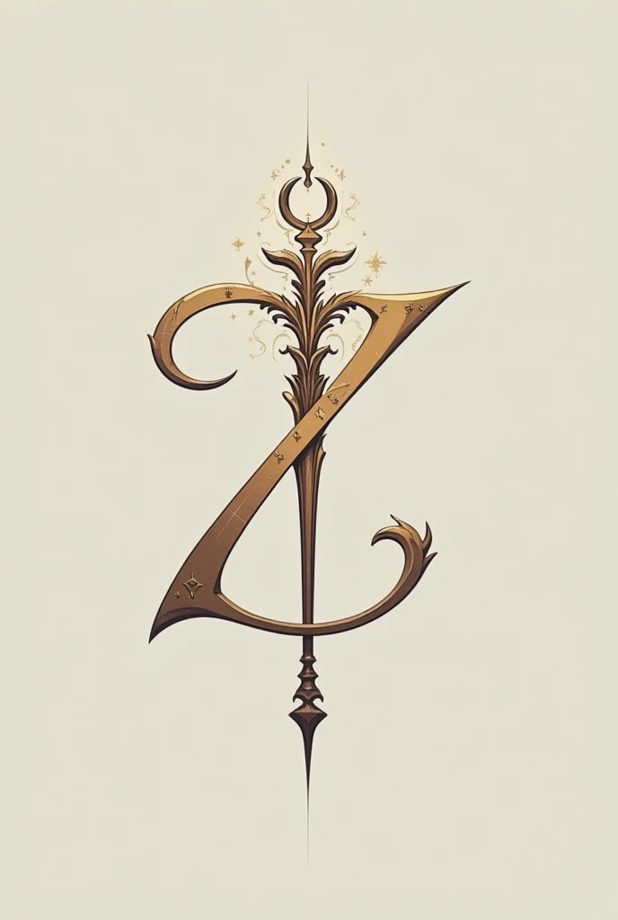 elegant logo of a scepter with little details the scepter should be surrounded by a small looped Z that is integrated into the scepter
