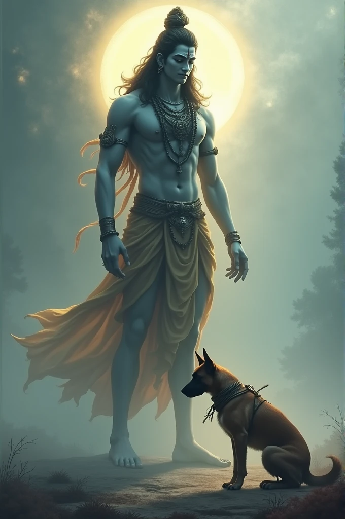 Dog bowing down to shivji