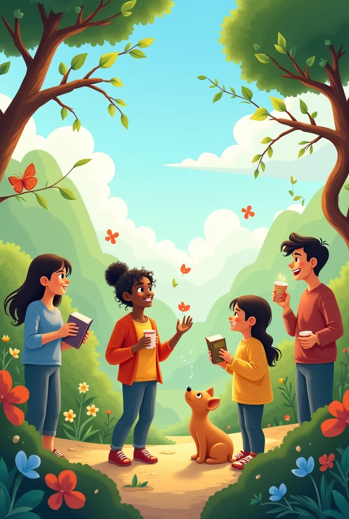 A cartoon on this topic "values and behaviors that generate a healthy and harmonious coexistence "