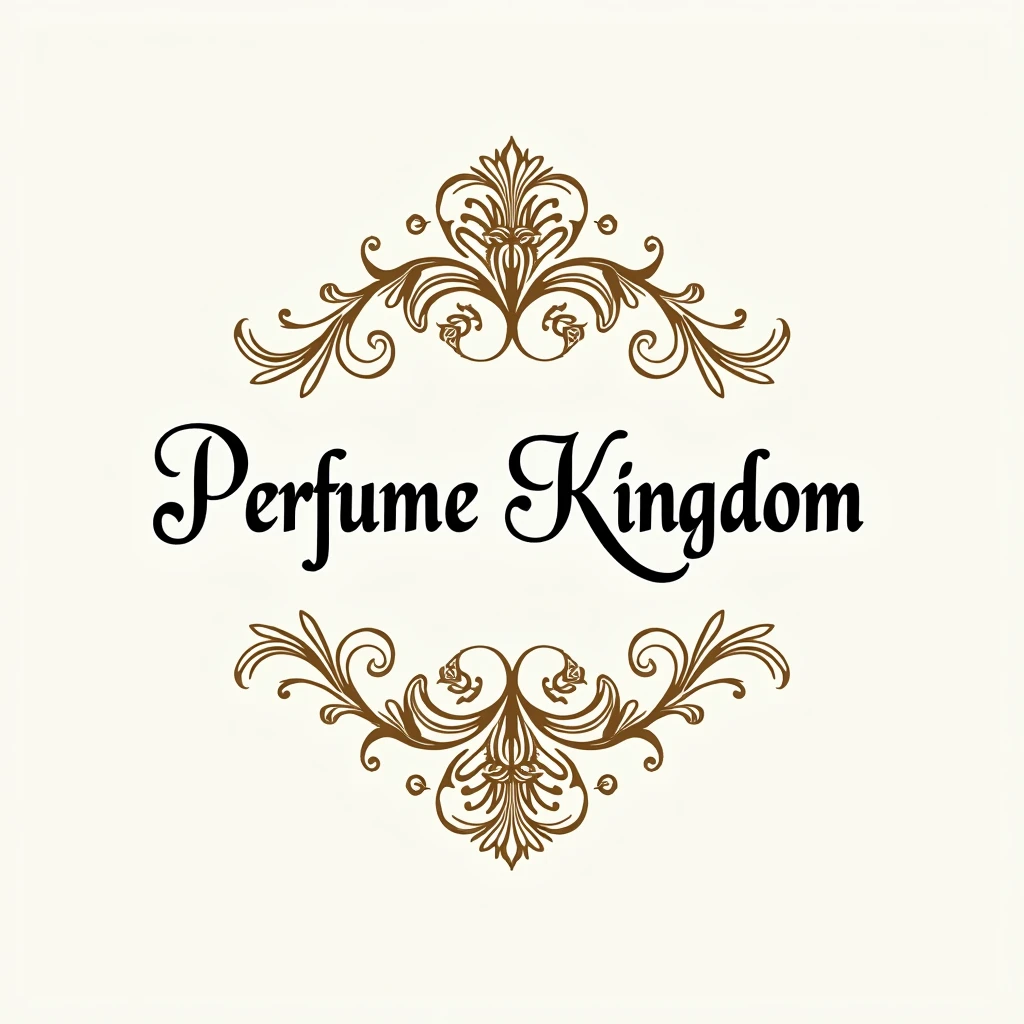 A logo with the word perfume kingdom 