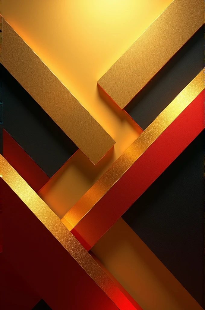 Geometric background with golden colors, black and red