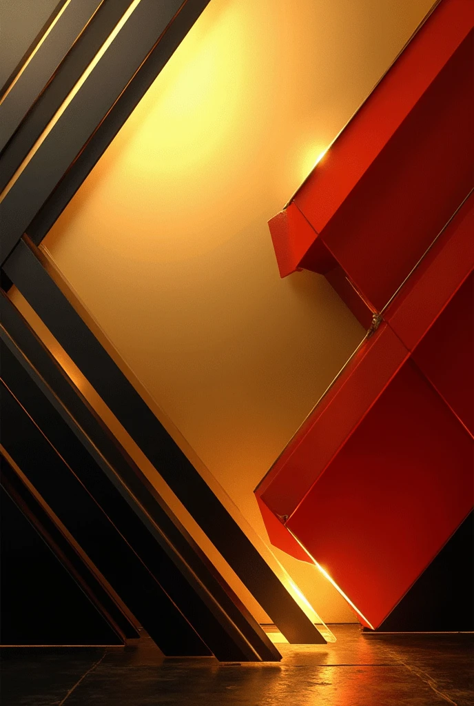 Geometric background with golden colors, black and red