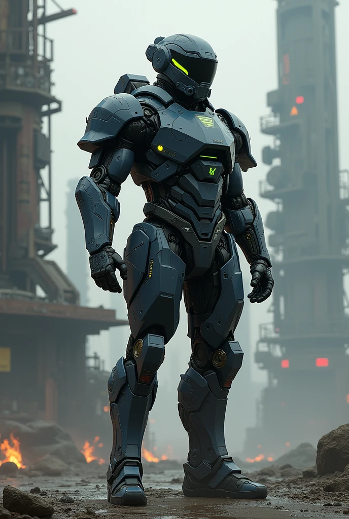 futuristic soldier in advance exoskeleton combat suit