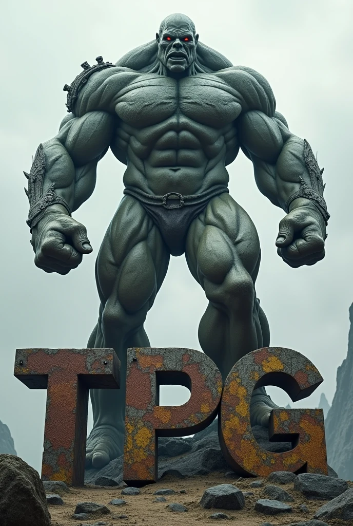 Create a Titan standing on the word TPG