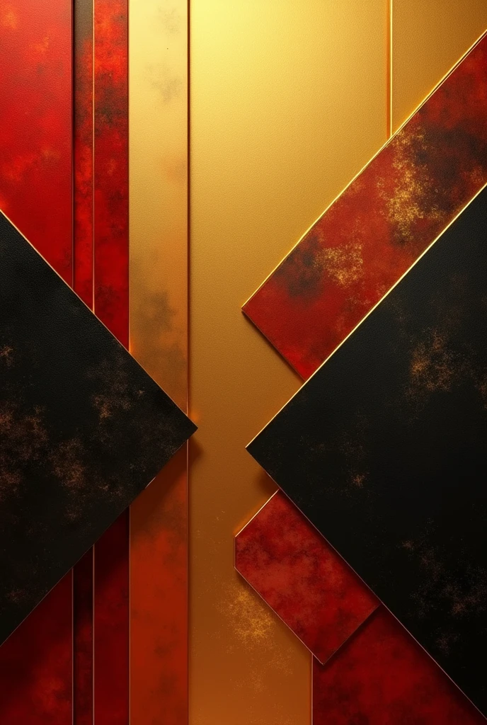 Geometric background with golden colors, black and red 