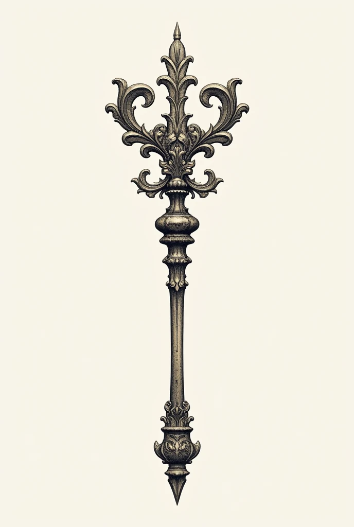 elegant logo of a scepter with little details the scepter should be surrounded by a small looped Z from old German script which is integrated into the scepter