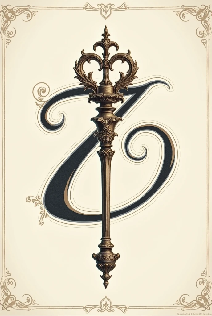 elegant logo of a scepter with little details the scepter should be surrounded by a small looped Z which is integrated into the scepter and resembles in old German script