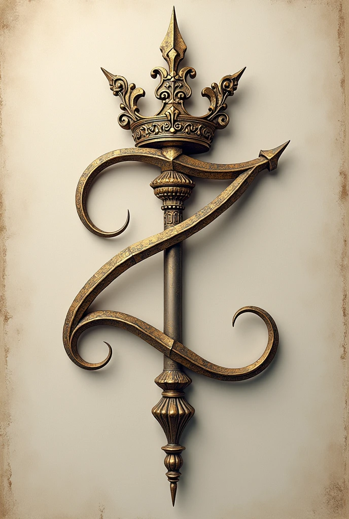 elegant logo of a scepter with little details the scepter should be surrounded by a small looped Z which is integrated into the scepter and resembles in old German script