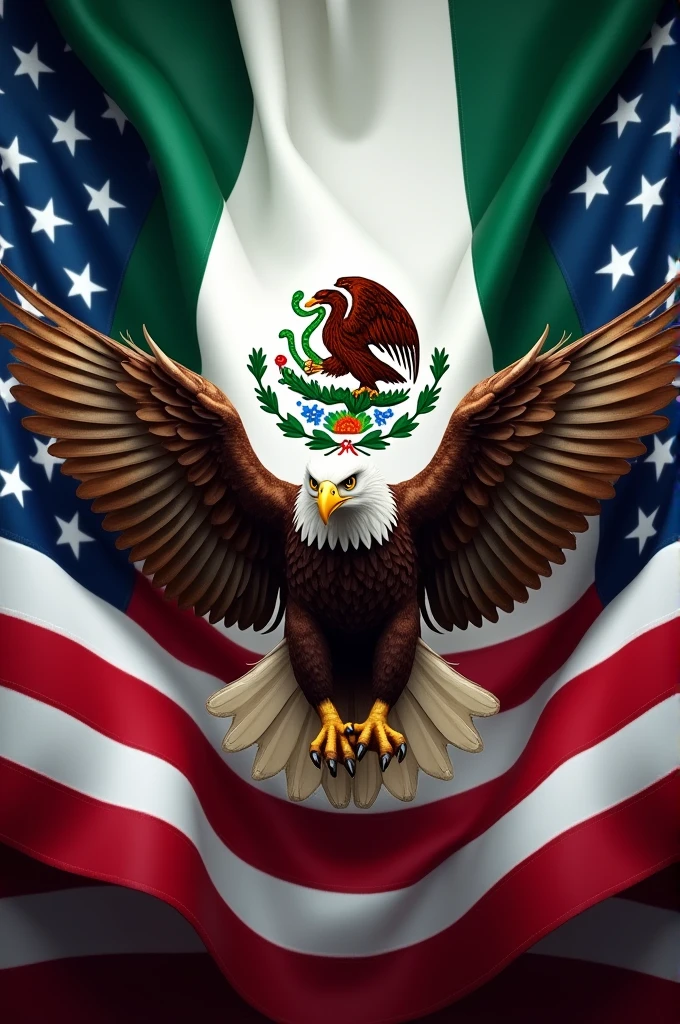 Flag of Mexico and the United States with an eagle 