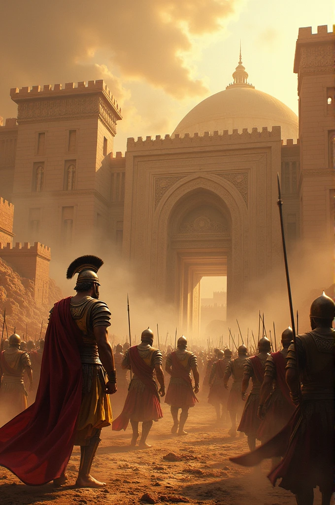 Cyrus invades Babylon, crumbling walls.