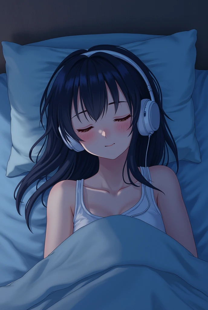 Listen to music while sleeping,beautiful girl,Japan,8k
