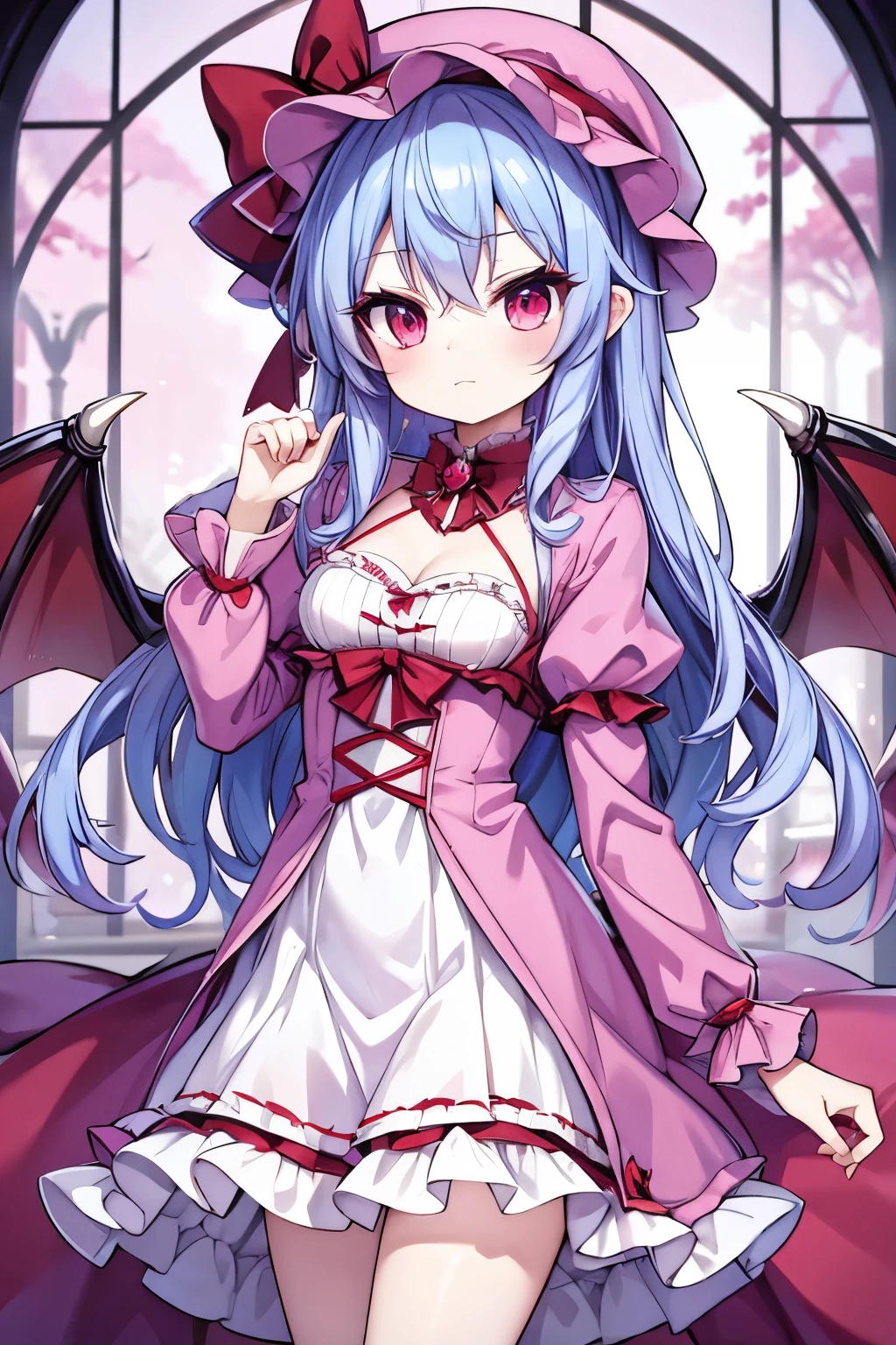 Remilia Scarlet,Vampire Princess,Blue Hair,Pink coat,hat,Lovely