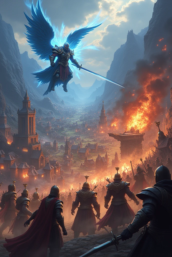 Create an image by mixing two game worlds, Dota 2 and clash of clans put it as if they were at war with each other