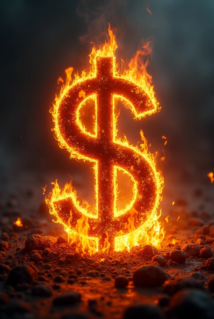 dollar sign on fire

