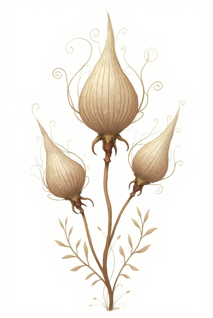 magic seeds. fancy. white background. drawing style, filled line art, 2d.