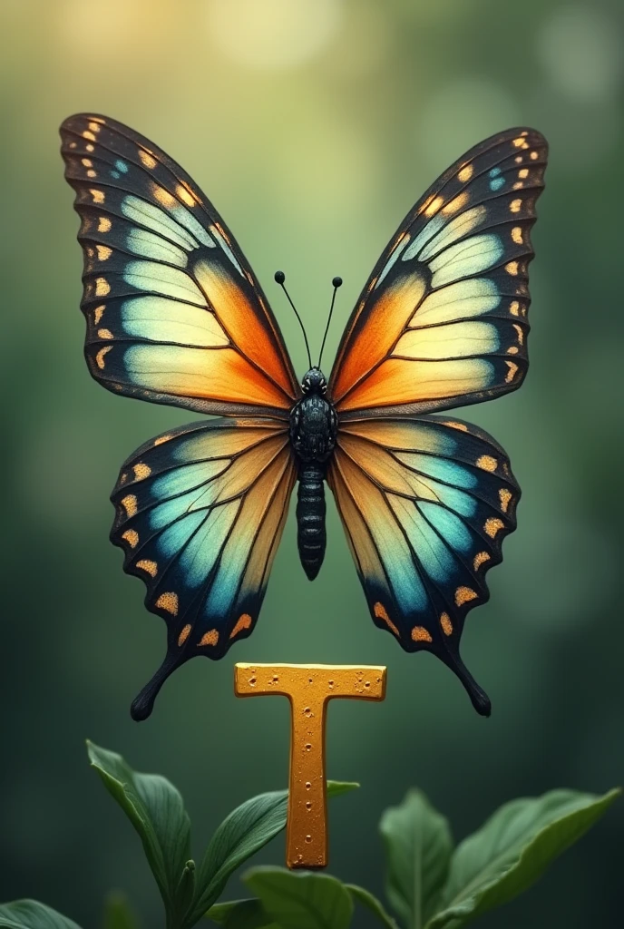 Butterfly holding the letter T, idea for boy
