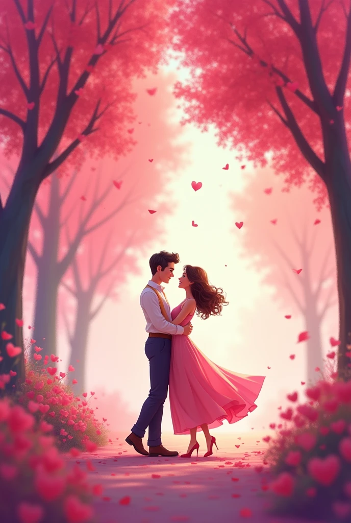 Couples are dance and pink tree animation