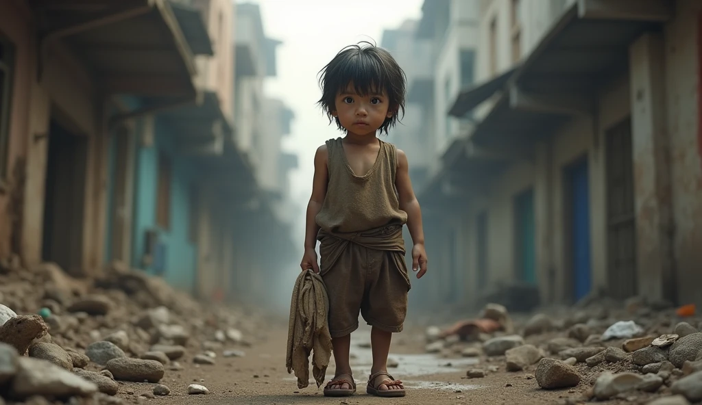 A child who is very poor and his life is full of difficulties