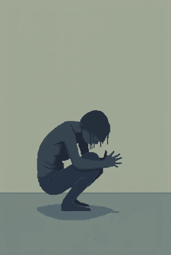 I want a drawing of the emotion sadness pixal art to draw in 2 minutes