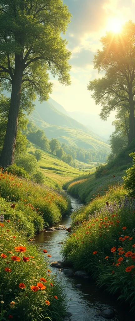 A green landscape with lots of sunlight, Let it be impressive