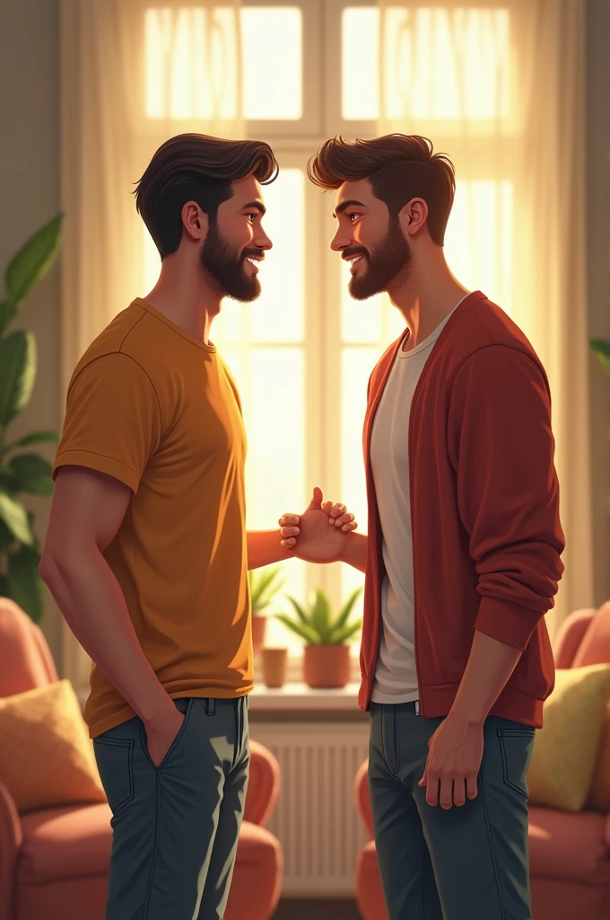 Healthy friend talk a thin friend boy