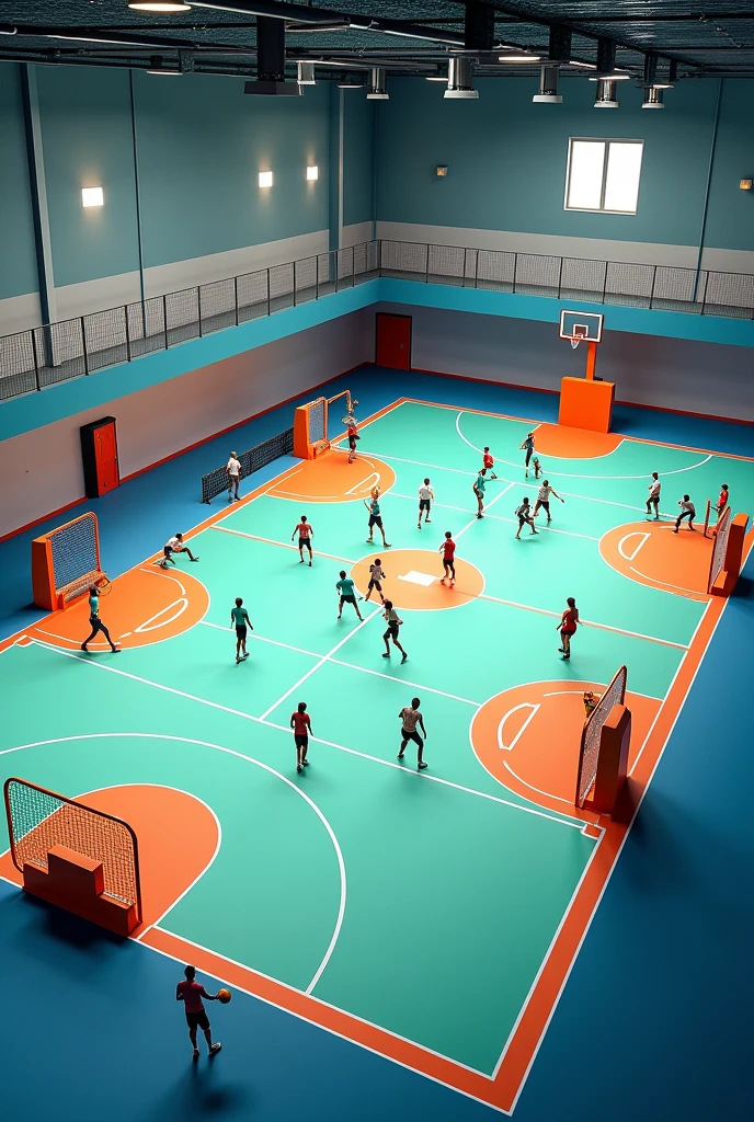 futsal multi-sports court, volleyball and basketball