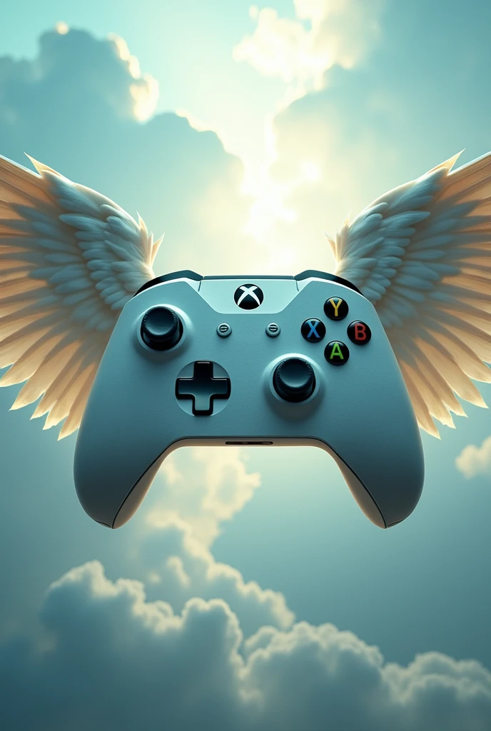 Xbox video game controller in the sky with wings 