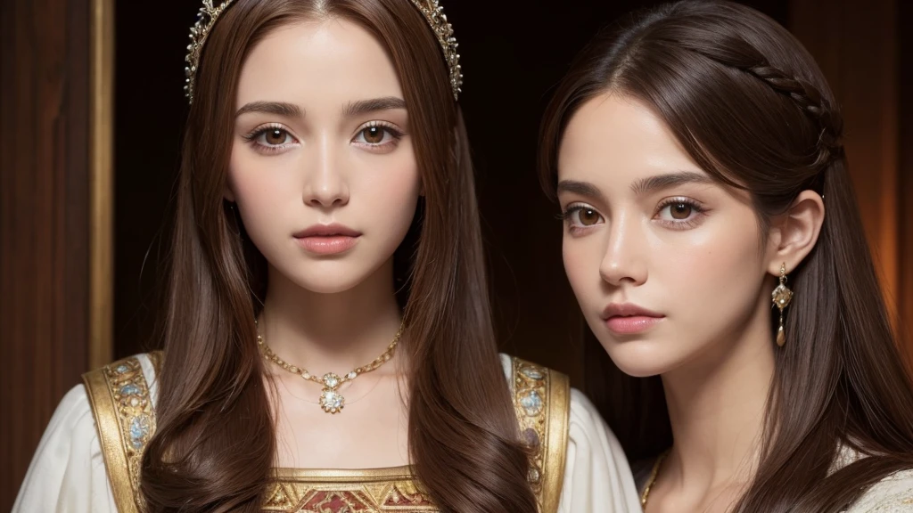beautiful face, Queen of Medieval Spain, brown hair