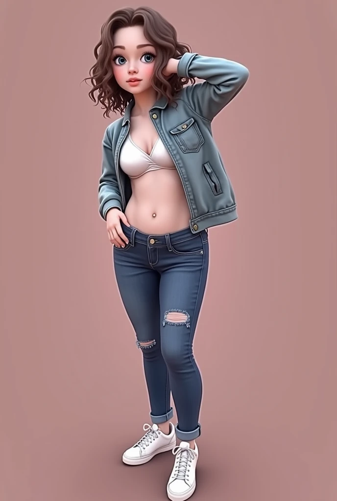girl totally naked,8k photorealistic, well defined light blue eyes, medium curly brown hair, hairy pussy frontal view in full body.