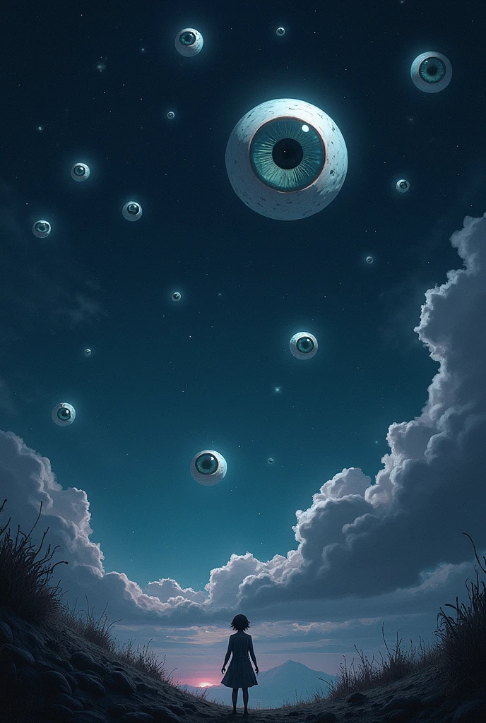 Starry sky at night,But the stars are replaced by eyes