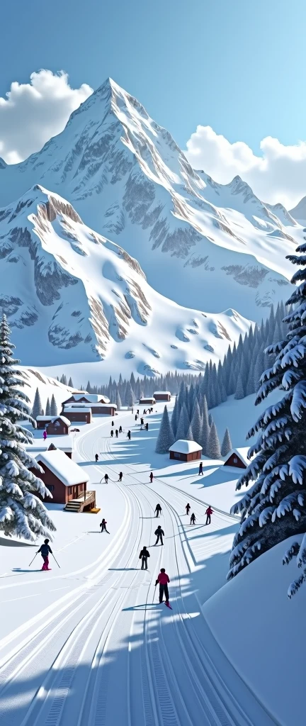 a snow-covered ski resort, ski lifts, people skiing, snowy landscape, winter sports, scenic mountain view, ski equipment, skiers on slopes, ski lodge, ski resort architecture, Cold weather, frozen lake, snow-covered trees, overcast sky, adventure, outdoor recreation, (raw photo, Best Quality, masterpiece, photorealistic, of the highest quality, Maximum image quality, High resolution, 8k, HD:1.2),
vibrant,Ethereal lighting,sharp focus,ultra detailed,((Extremely detailed 8k unified CG wallpaper)),
surreal and dreamlike textures,magical and mysterious essence,
unexplored and undiscovered wonders,sculptural and abstract elements,transcendent composition, visual effects,
photorealistic, digital composition master class