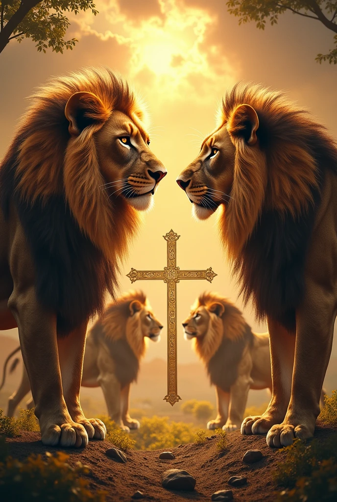 THE WORD YEHSHUA AROUND GREAT AND MAJESTIC LIONS