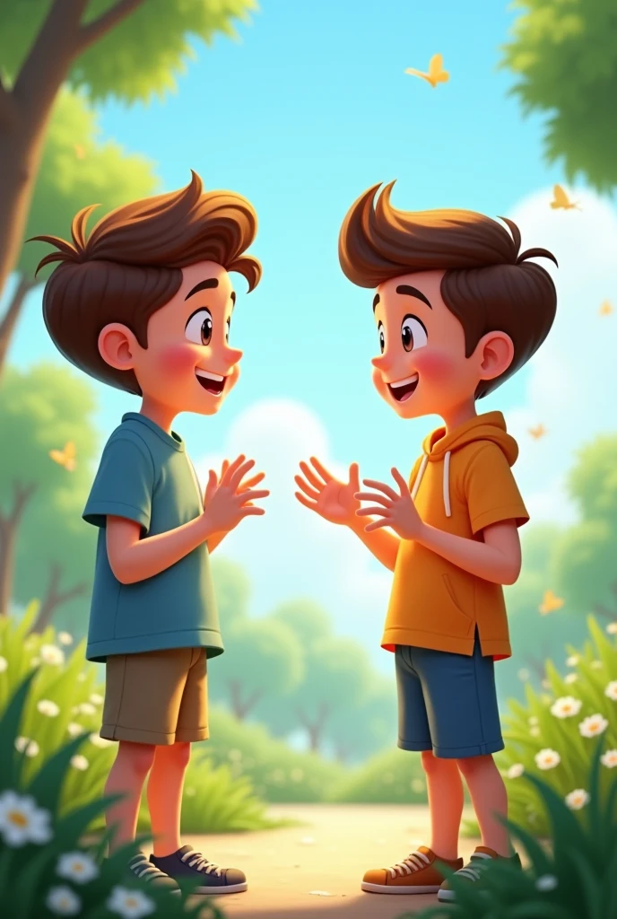 Healthy friend talk a friend boy Cartoon photo 
