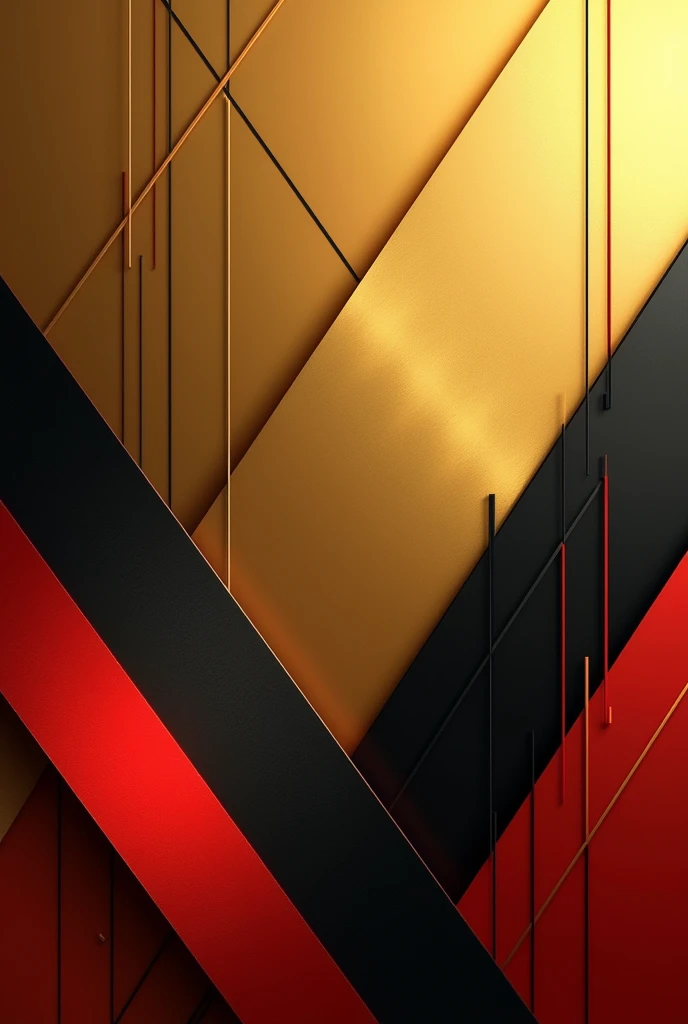 Geometric background with golden colors, black and red