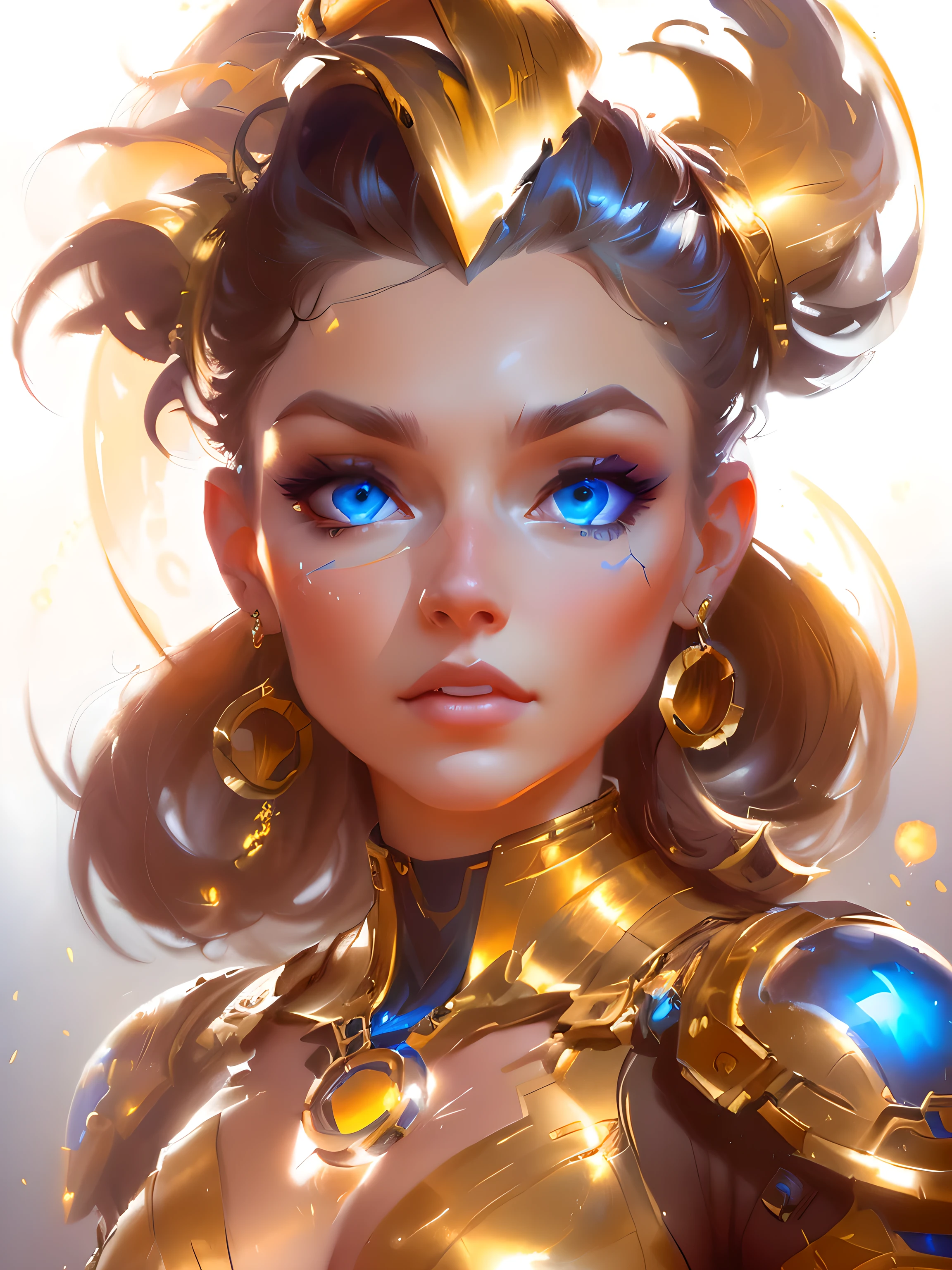woman with blue eyes and a golden helmet, Wojtek fus, Julie Bell Бипл, Julie Bell, Amazing character art, Rossries 1. 0, Rossrisy 2. 0, Ross draws a portrait, Cute Cyborg Girl, ArtStation, epic exquisite character art, Alexandra Fomina artstation, rossdraws digital painting, ArtStation contest winner