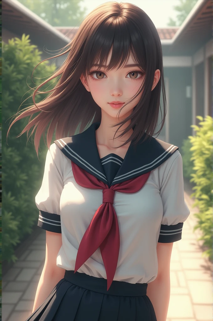Beautiful girl picture generate with school cloth