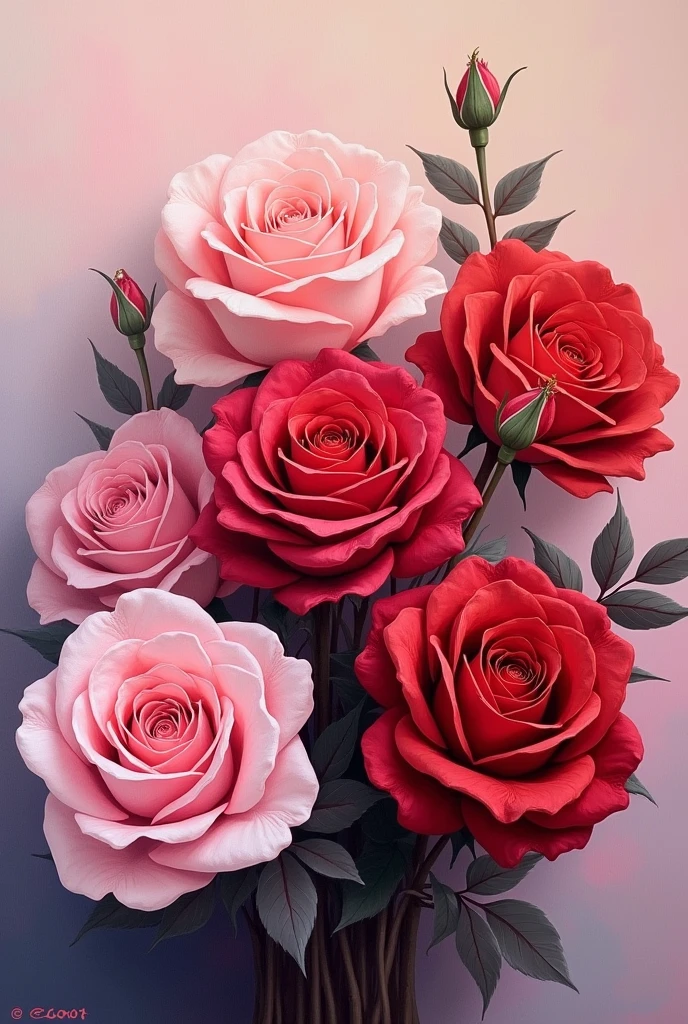 An acrylic painting of roses